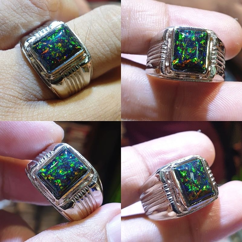 BATU CINCIN AKIK BLACK OVAL MODEL BARU KOTAK