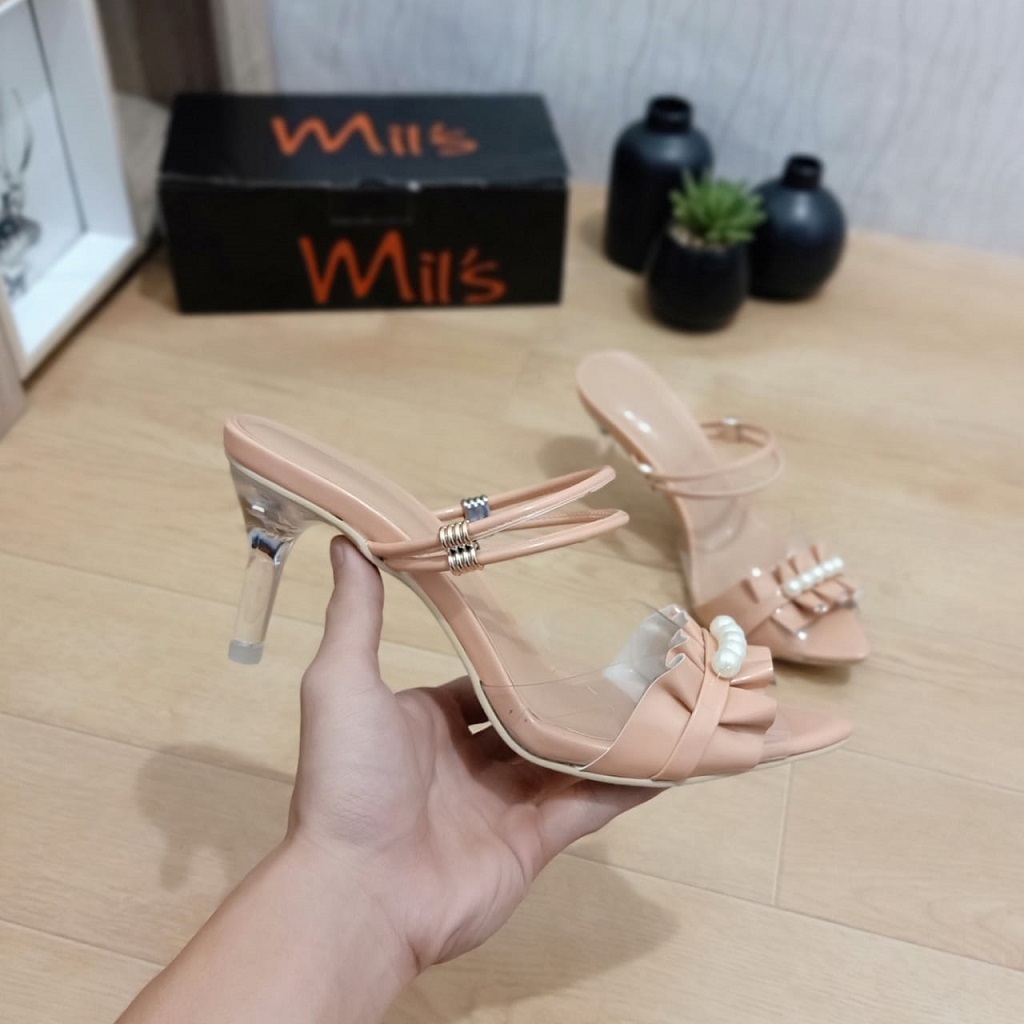 High Heels Wanita-Sandal Pesta-sandal heels-wanita-hak kaca-High Heels Kaca Mutiara Deret