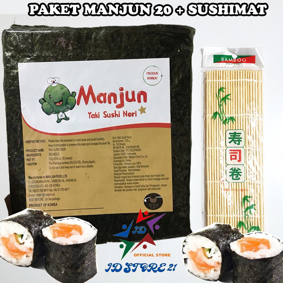 

Harga Murah Halal Manjun Nori Sushi PAKET 2 Lembar dan Bambu Sushimat
