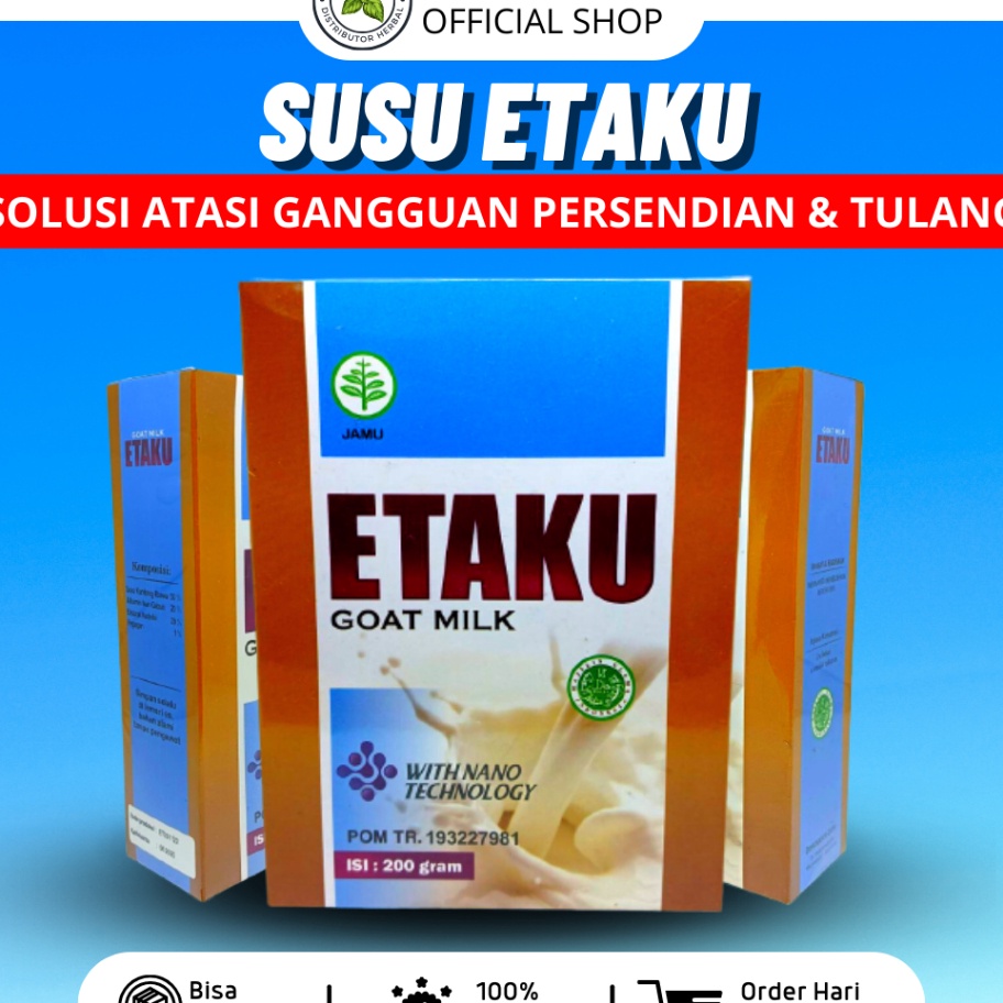 

Susu Etaku Susu Etawa Bubuk Atasi Nyeri Pinggang Sendi Lutut Osteoarthritis Rematik Asam Urat Osteoporosis Aman Alami Halal BPOM