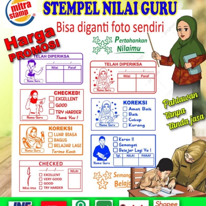 

Super Stempel Nilai Guru Penilaian Koreksi Checked Reward
