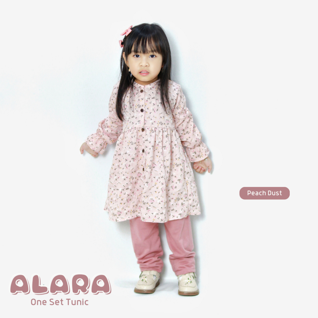 One Set Tunik Anak Perempuan 1 - 8 tahun Motif Bunga Cringkle Premium
