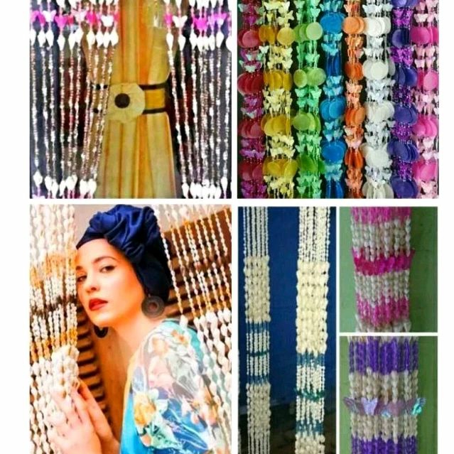 Tirai Cangkang Kerang Putih, Tirai Kerang dominan Hitam, Tirai Kerang simping Warna