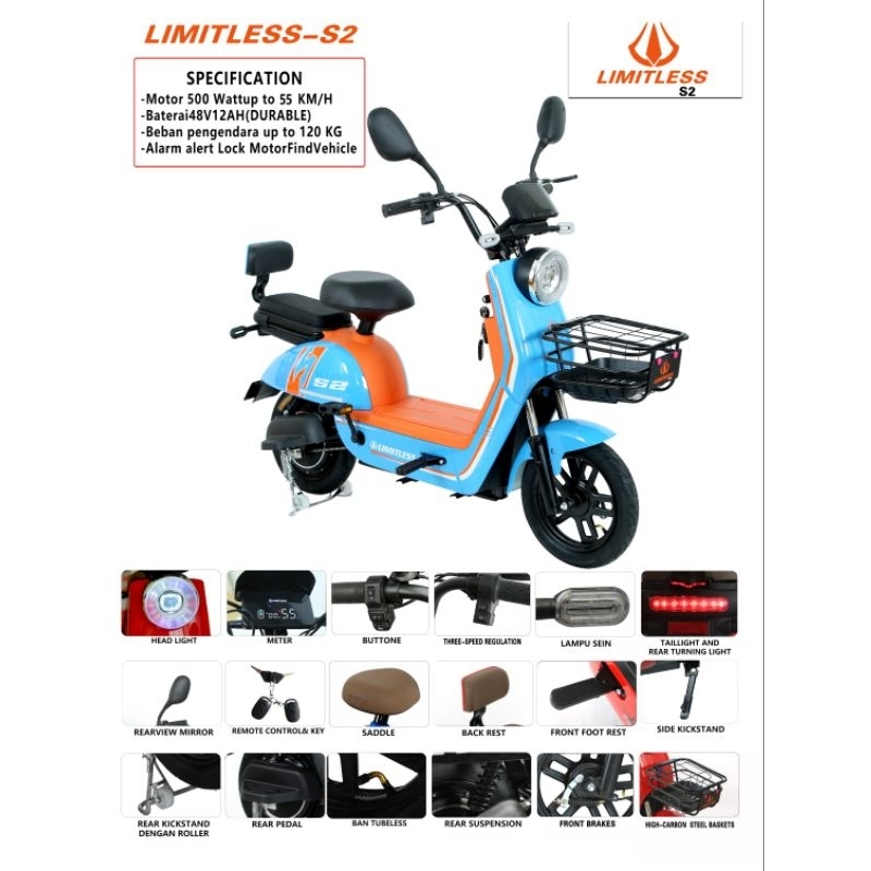 Sepeda Listrik Electric Bike Elektrik E-bike S2 Limitless 500 watt