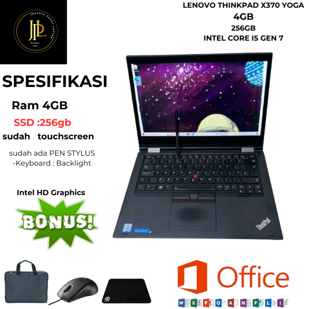 LENOVO THINKPAD YOGA X370 4GB - 256GB INTEL CORE I5 GEN 7 Ram : 4GB - Ssd : 256GB - Prosesor : Intel