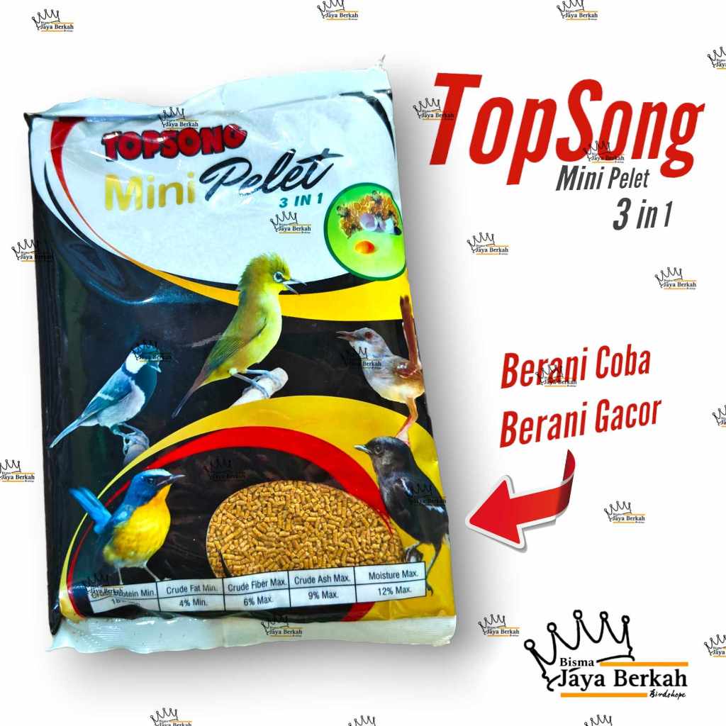 Topsong Top Song 3 In 1 Formula Voer Pur Mini Pellet Pakan Makanan Burung Pleci Ciblek Kacer Anis Mu