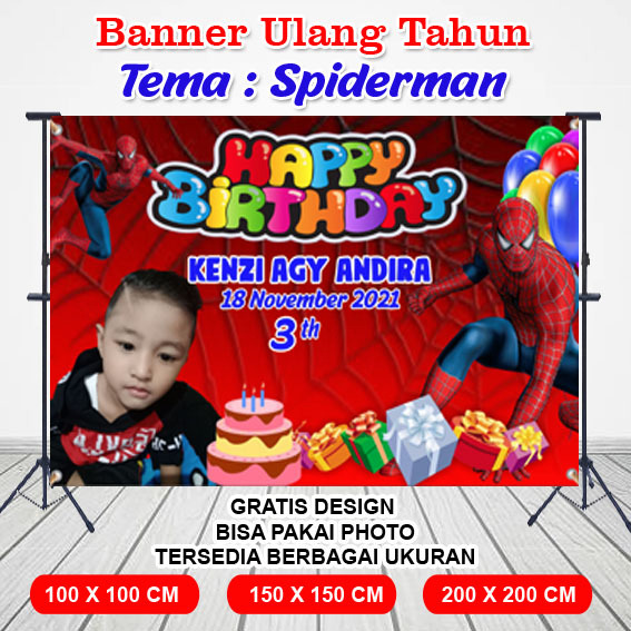 Spanduk / Banner / Backdrop Ulang Tahun Anak SPIDERMAN