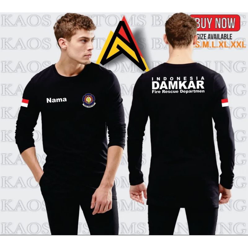 KAOS LENGAN PANJANG DAMKAR FREE NAMA DADA DAMKAR INDONESIA