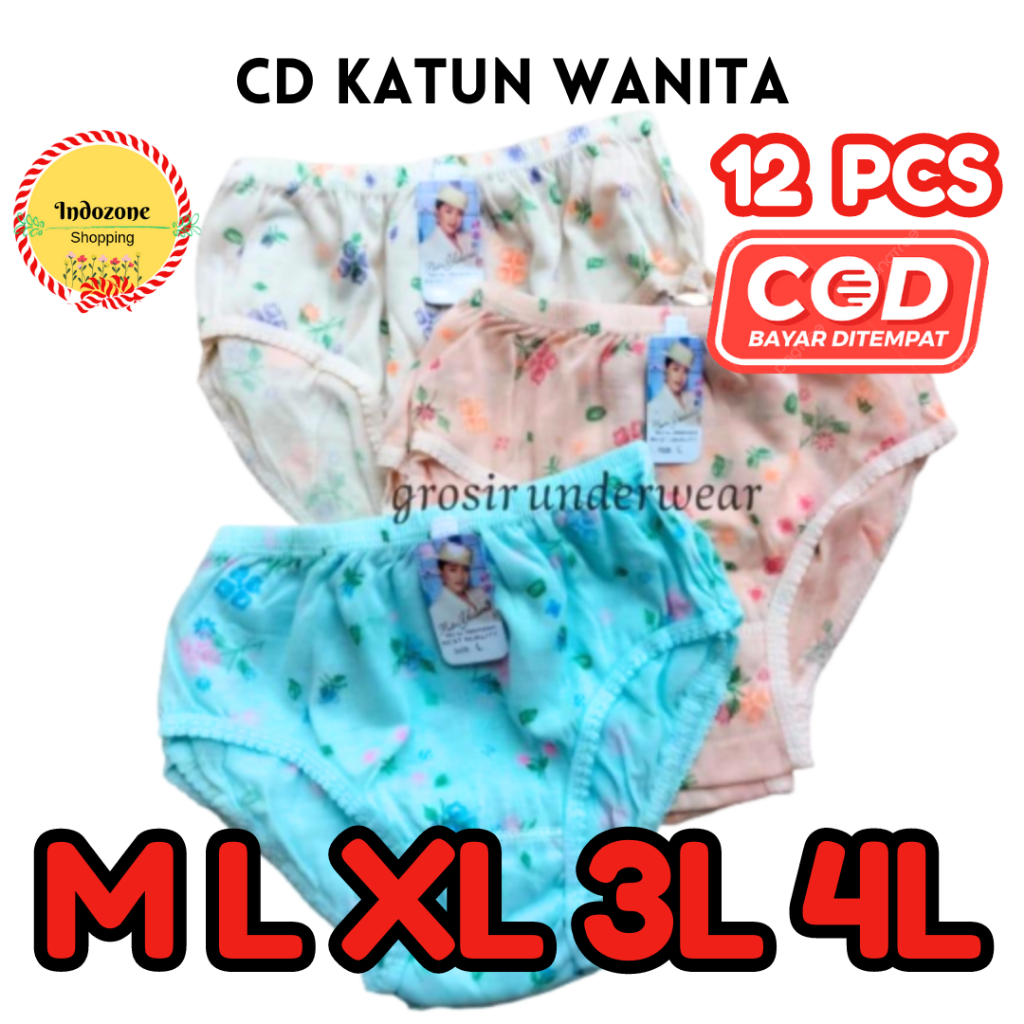 12 PCS 6 PCS  (L.XL.3L, 4L, 5L ) GROSIR ECER CD CELANA DALAM WANITA MOTIF BUNGA YULIANA ID