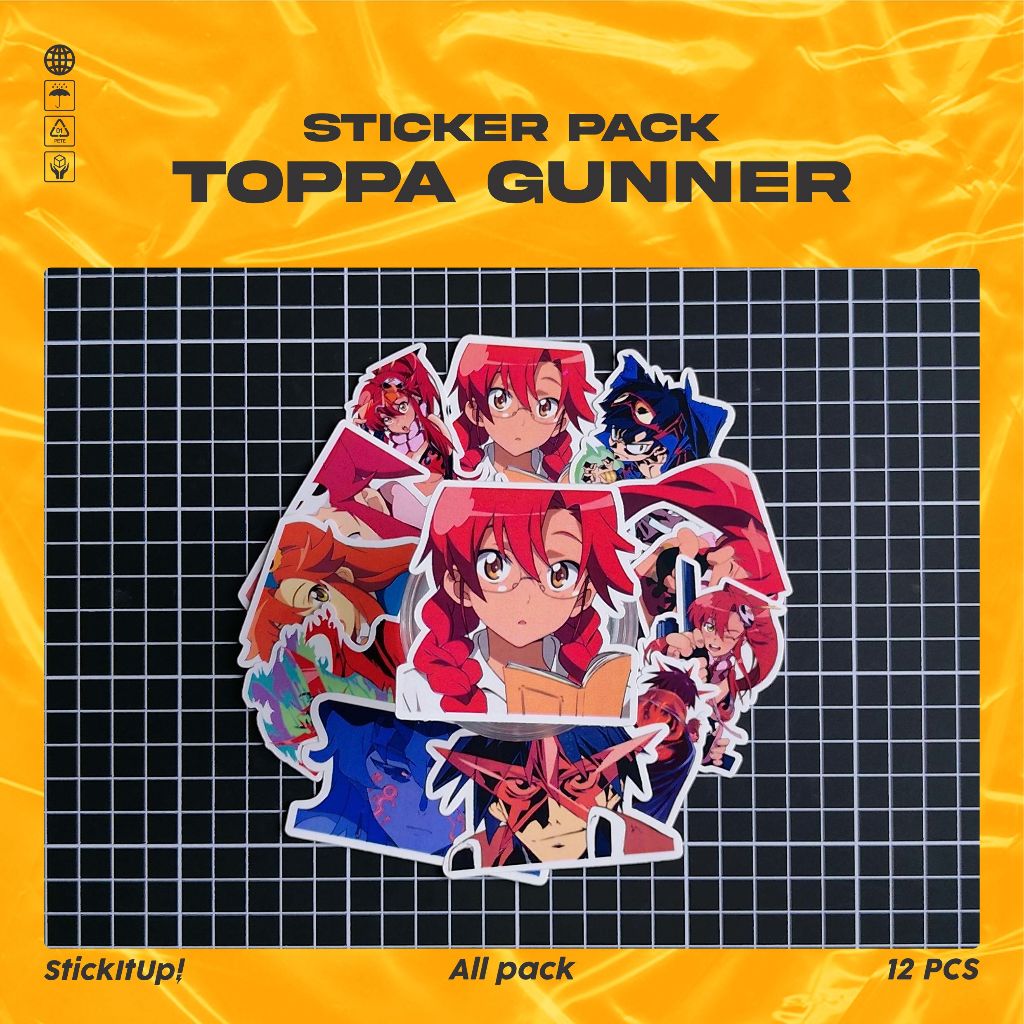 COD✨ StickItUp Stiker Pack Anime Tengen Toppa Gurren Lagann Lucu Colorfull Keren Untuk Koper Laptop 