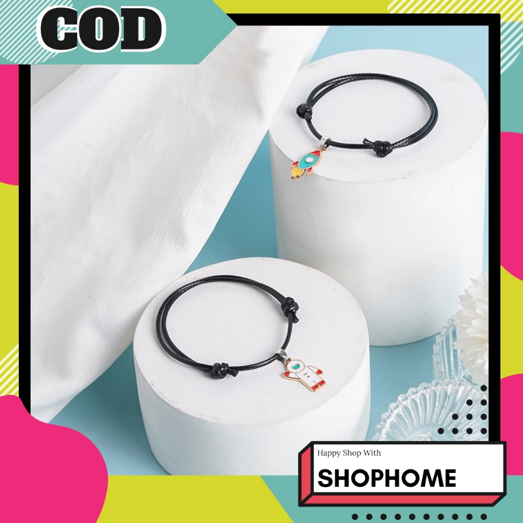 SHOPHOME - Gelang Tangan Couple Bestie Persahabatan Pacar Motif Roket Astronot keren GLG23