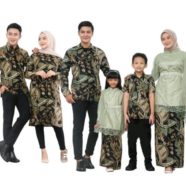 Penawaran Terbaik Tahun Ini Baju Couple Kebaya batik Keluarga warna hijau sage Set Pakaian Sarimbit Brokat Seragam Big Size Jumbo Ibu bapak anak cowok cewek Moder nuntuk pesta kondangan lebaran 223