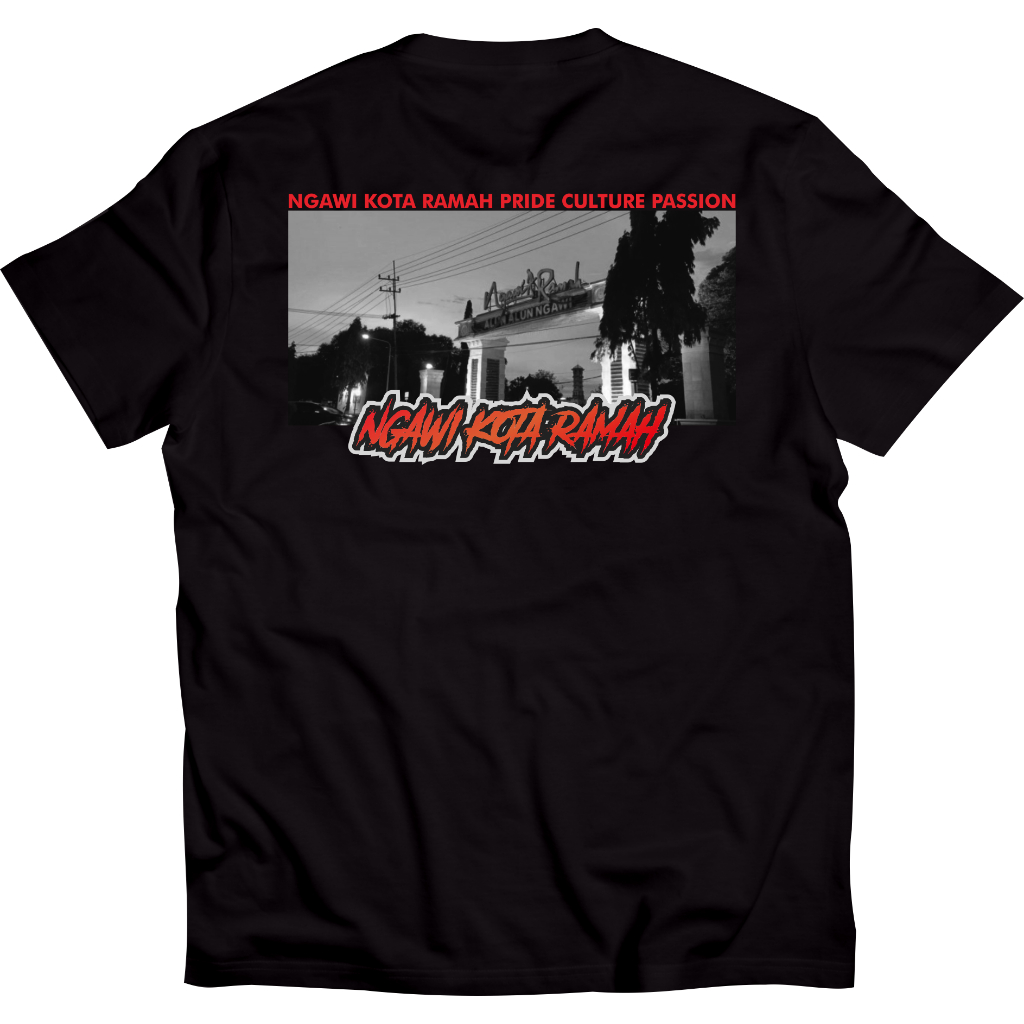 Kaos oleh oleh Khas Ikon Kota Ngawi T-shirt Ngawi Ramah Bahan Katun