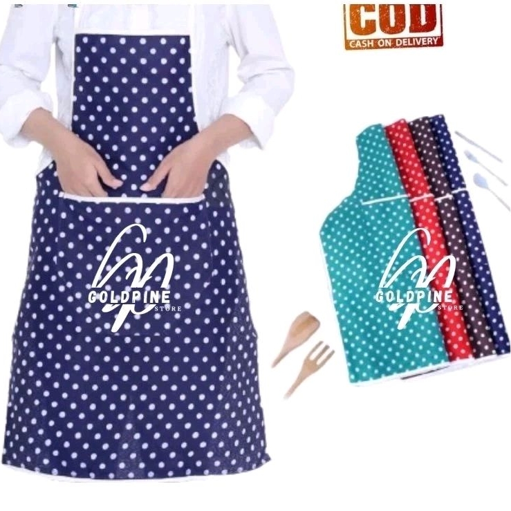 celemek kain dewasa polkadot / celemek masak apron