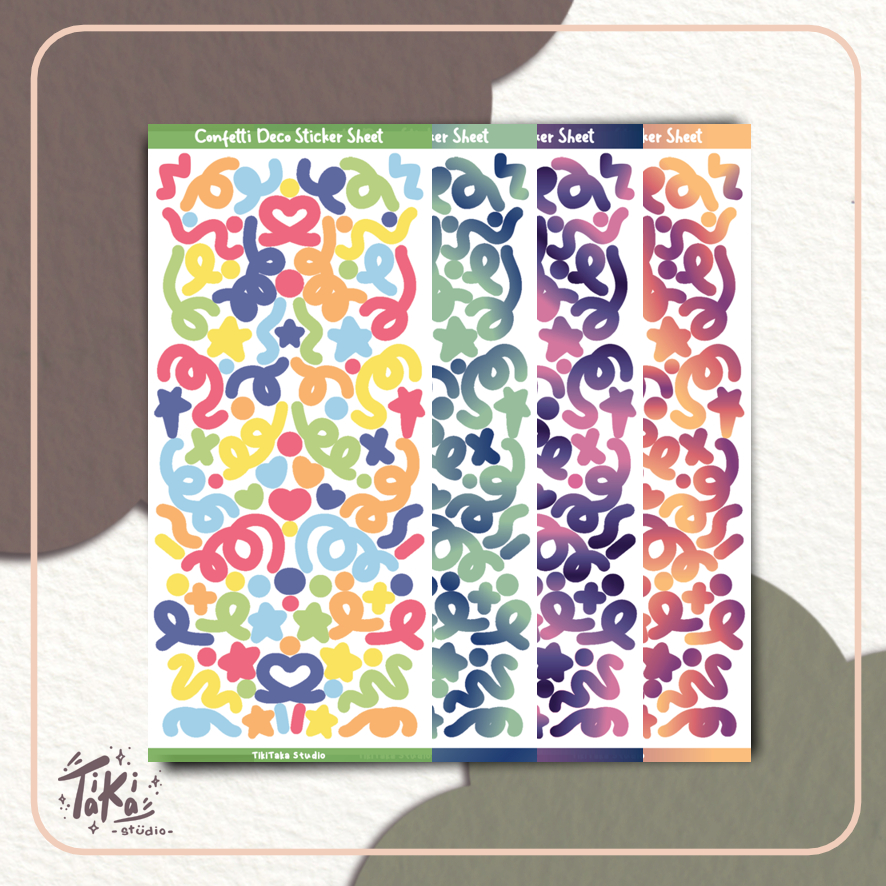 

Confetti Deco Sticker Sheet / Stiker Dekorasi / Stiker Konfeti Warna - Warni Gradasi