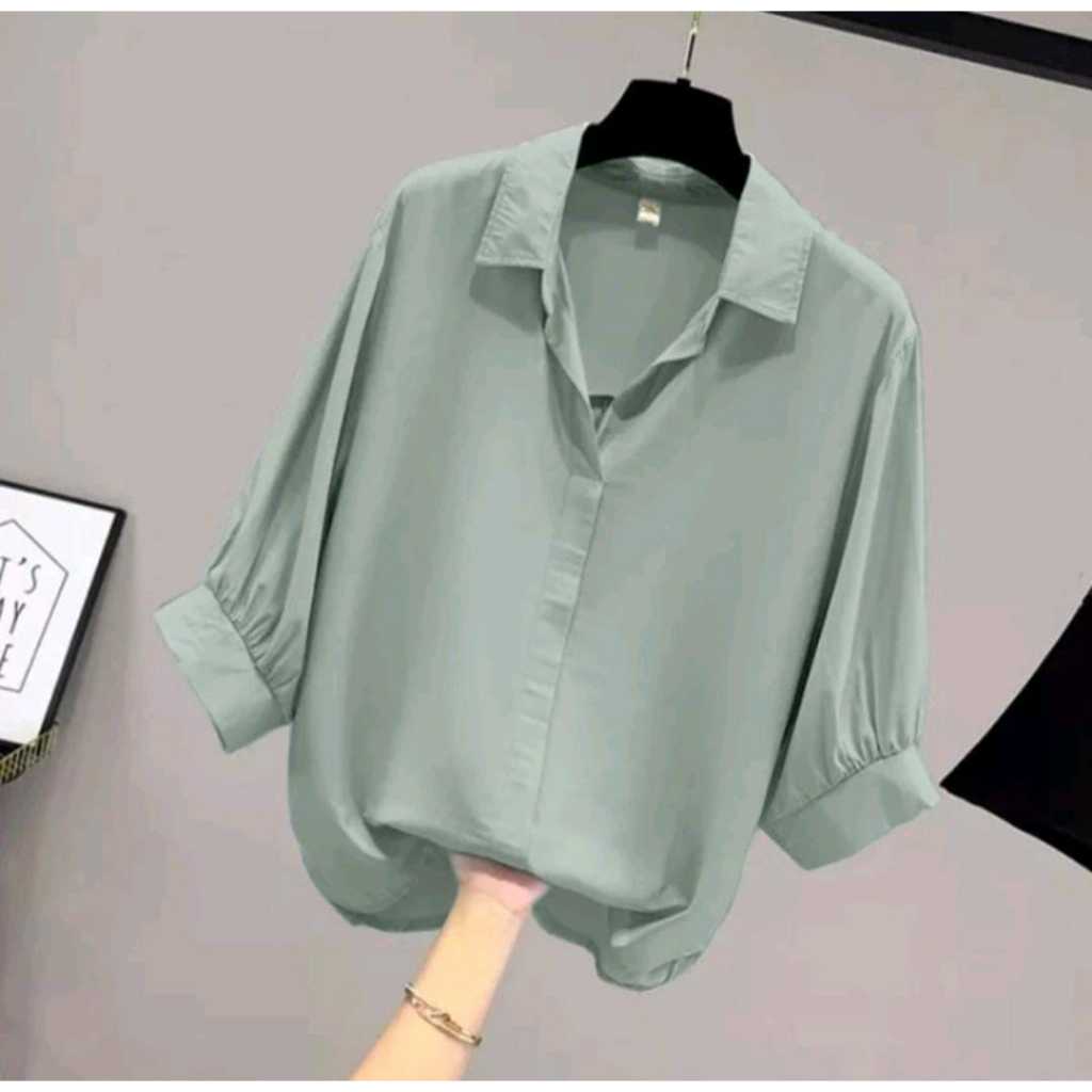 atasan bluse wanita lengan 3/4 - blus wanita - atasan wanita - blouse korean style - baju kerja wani