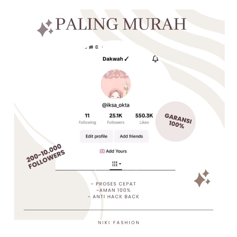 Akun tiktok fyp 200-10.000 followers, followers indo