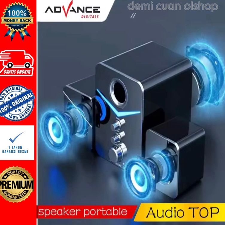 zC PALING MURAH Speaker Advance Bluetooth Besar 1 Set Extra Bass Suara Super Jernih  Spiker Aktif So