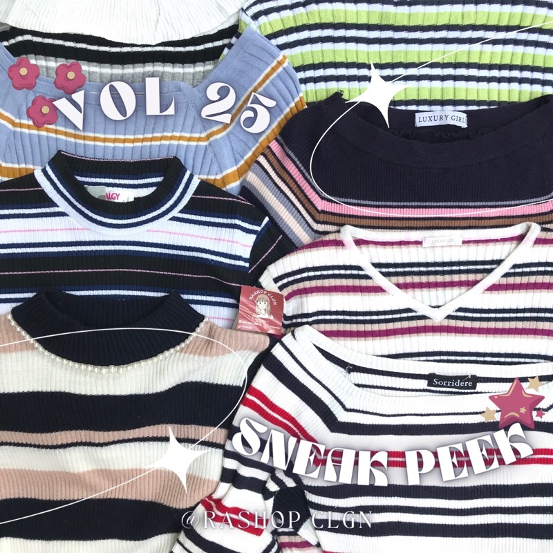 New uload Vol 25 Knit stripe longsleeve/ knit salur/ knit ribb / knitwear garis garis Zara Ingni Ear