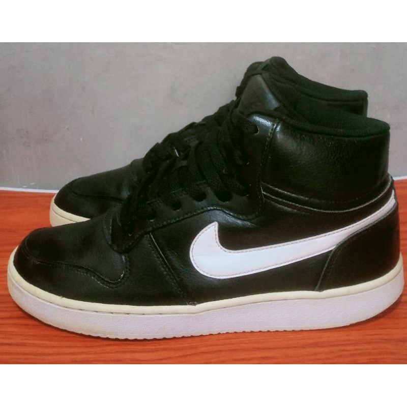 Sepatu kulit Nike Ebernon Mid "Black white" original
