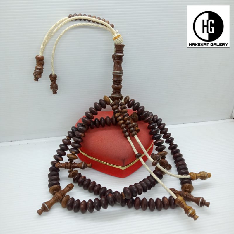 tasbih tijani kayu galih asem full benang rajut h362