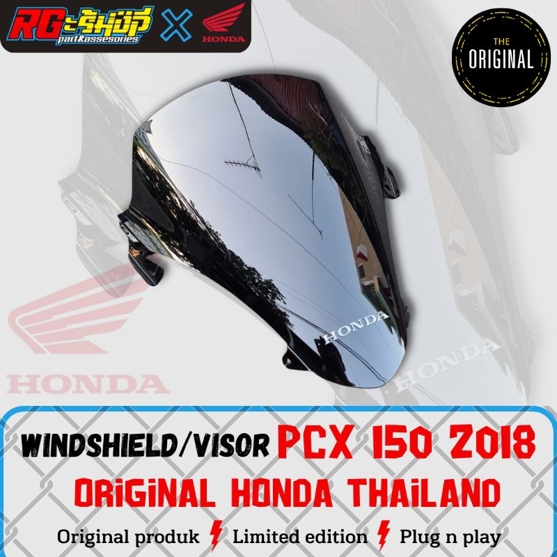 Visor Windshield Wind Screen Solid Black Hitam Pekat new PCX 150 lokal 2018 2021 Original Honda Thai