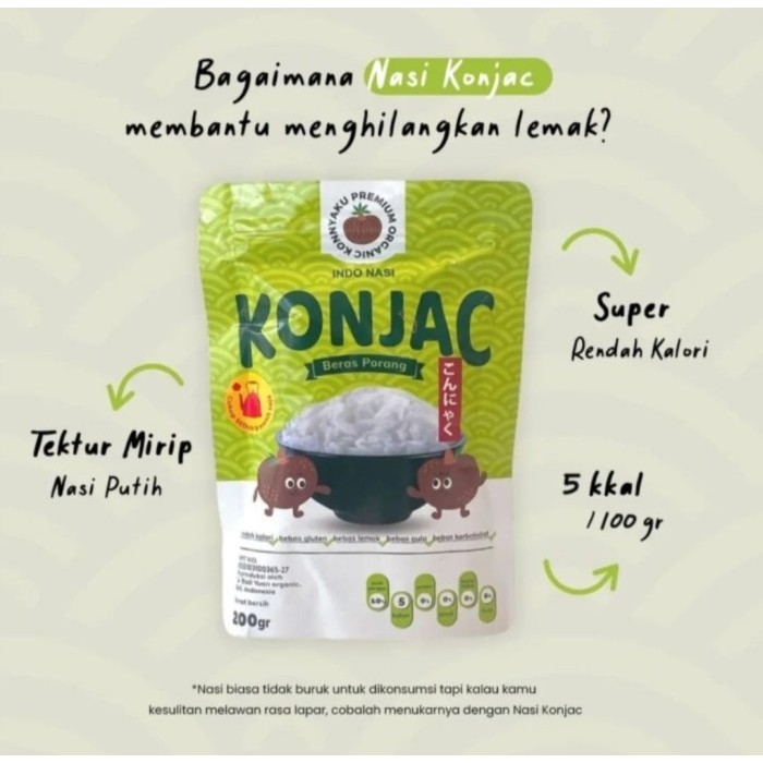 Indonasi Konjac Beras Porang 200 Gram Beras Diet Instan