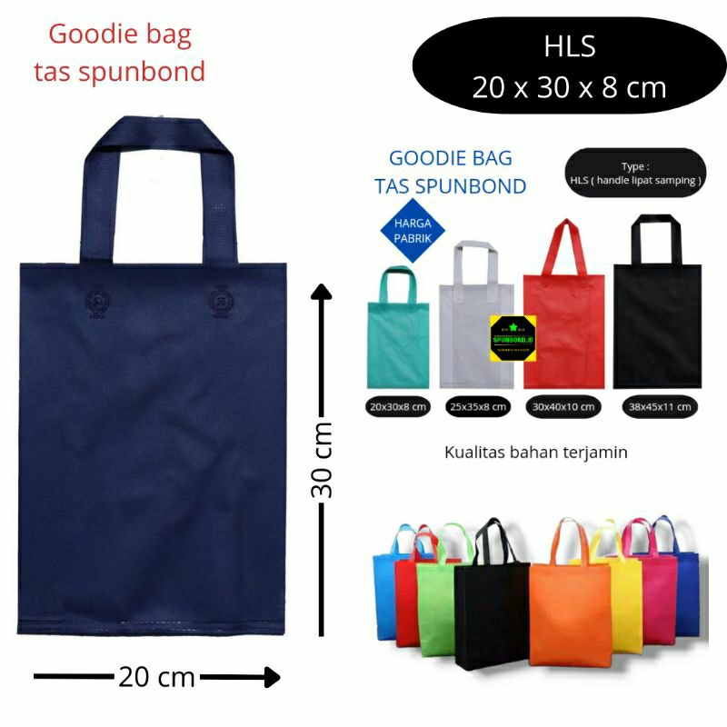 

Tas Spunbond Goodie Bag Handle Lipat Samping ( HLS ) 20x30x10