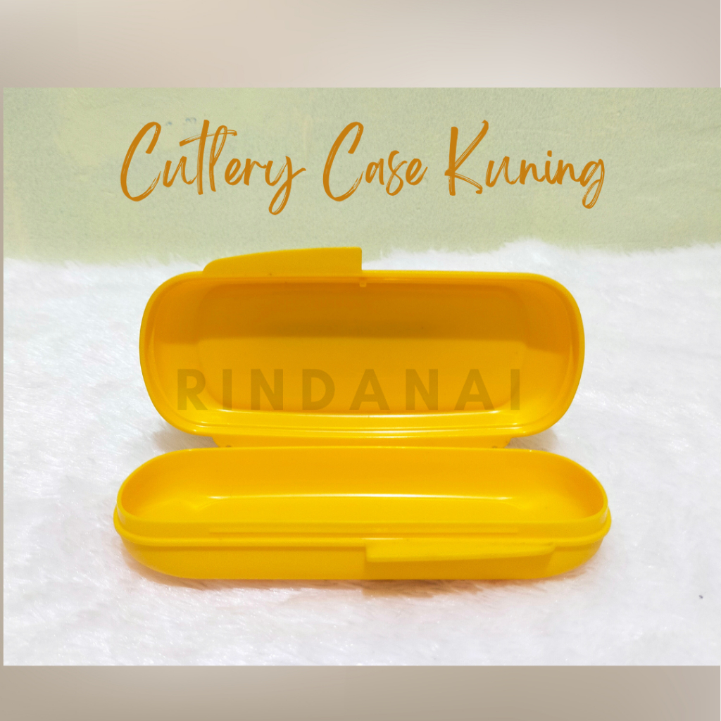 Cutlery Case Kuning/Wadah sendok garpu/Wadah kacamata Tupperware mewah dan ori