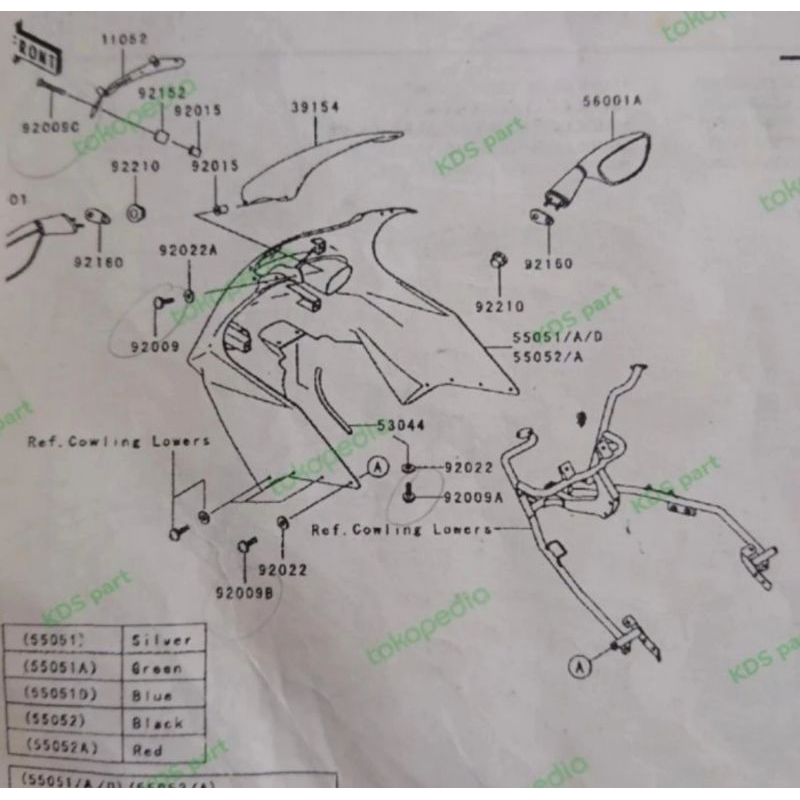 PAKETAN HALF FAIRING FAIRING ATAS KAWASAKI NINJA RR OLD ZX