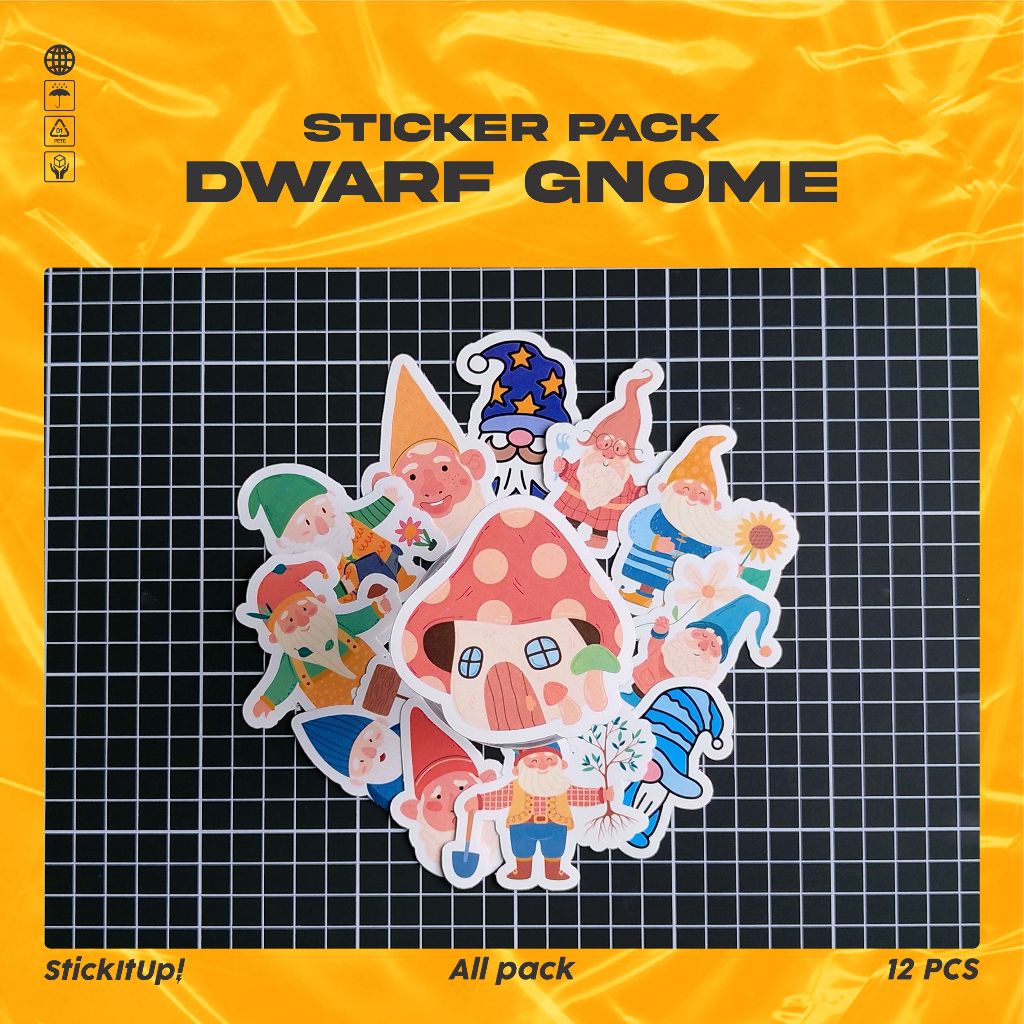 

COD✨ StickItUp Stiker Pack Motif Kartun Dwarf Gnome Colorfull Lucu Keren Untuk Koper Laptop Skateboard