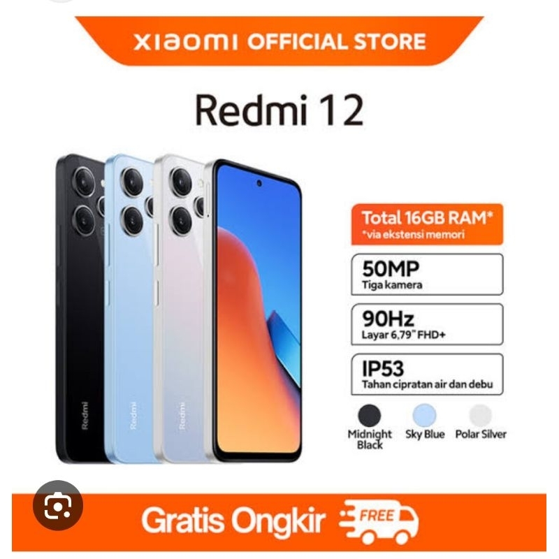 xiomi redmi 12 ram 8/128 new garansi resmi indonesia