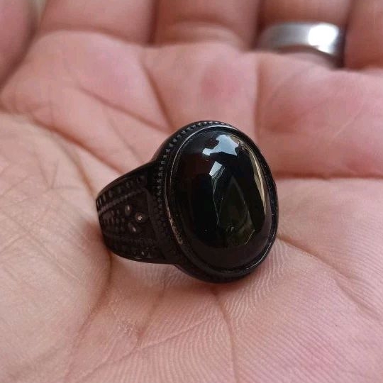 cincin pria/Batu akik natural Yaman Wulung (yaman habsyi) original