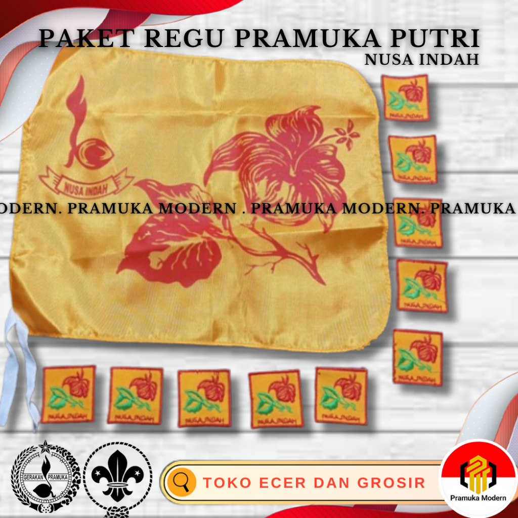 Paket Regu Nusa Indah (1 Bendera regu + 10 tanda regu  ) Paket hemat regu pramuka nusa indah
