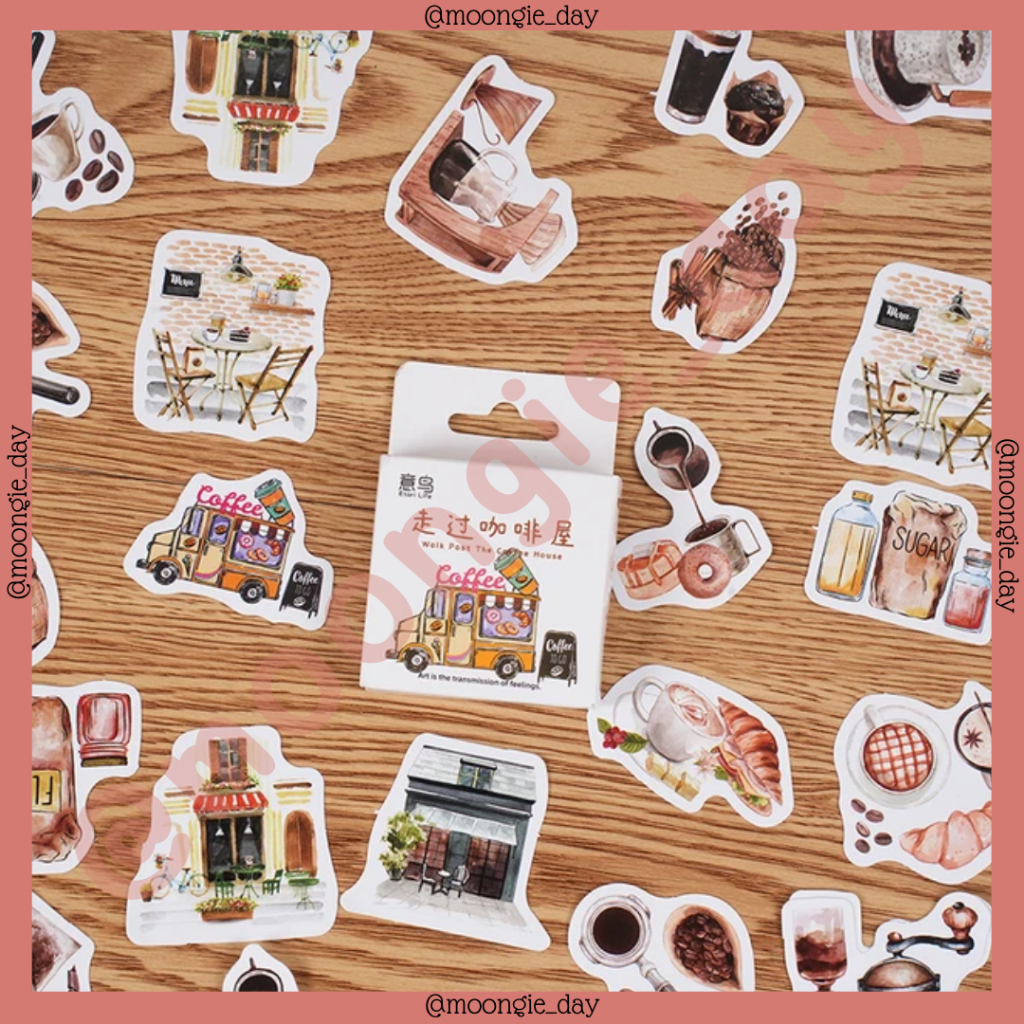 

40-46 STIKER KERTAS TEMA COFFEE TRUCK CAFE MENU CROISSANT FLOUR BREAD TRUK KOPI KAFE BULLET JURNAL LUCU MURAH DIY DIARY STICKERS