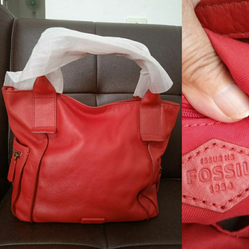 Preloved Original Fossil Totebag Merah - LIKE NEW
