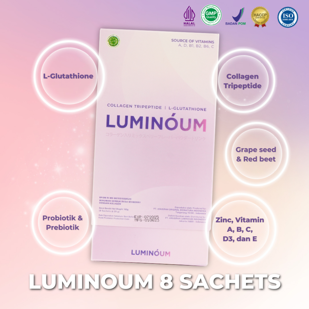 Luminoum 8 Sachets | Collagen Tripeptide | L-Glutathione from Japan