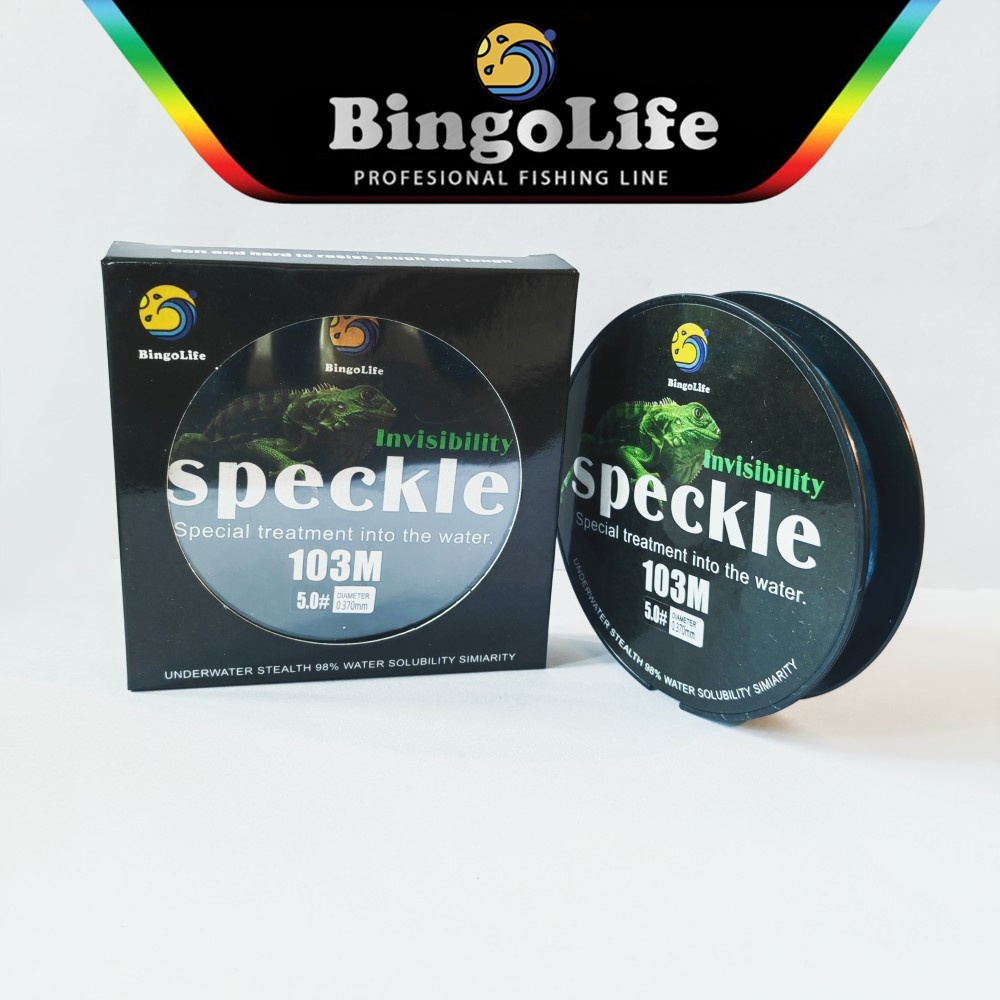 BingoLife Senar Speckle 100m Senar Pancing Monofilamen Nilon Hijau Biru 0.128mm~0.47mm Invisible Fis
