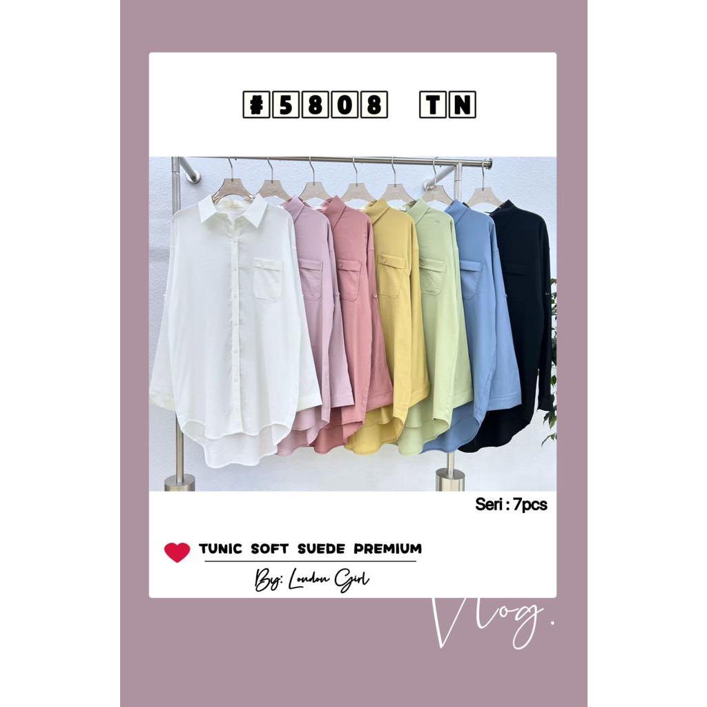 Long Kemeja Tunik 1518 5898  5808 Soft Suede Polos Import Wanita London Girl Atasan Polos KErja Wani