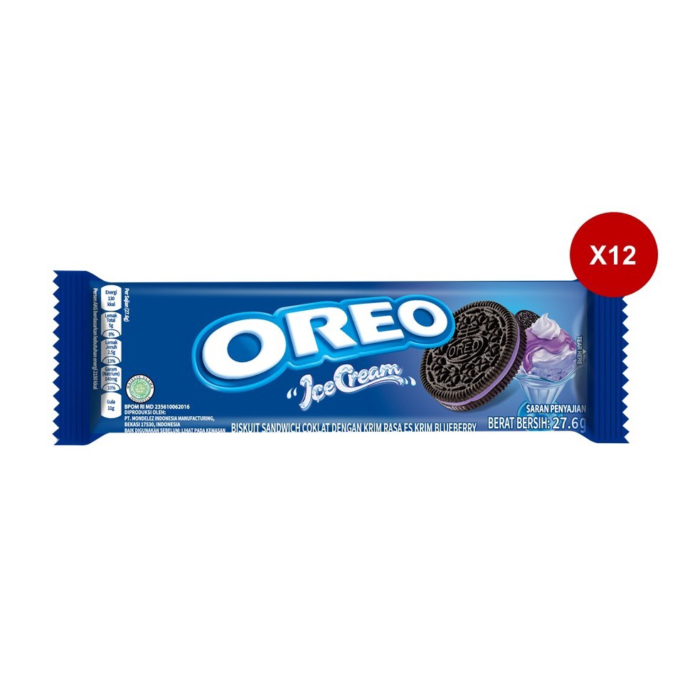 

Bestseller Oreo Buskuit krim Blueberry 276g x12 cemilan favorit keluarga Best Produk