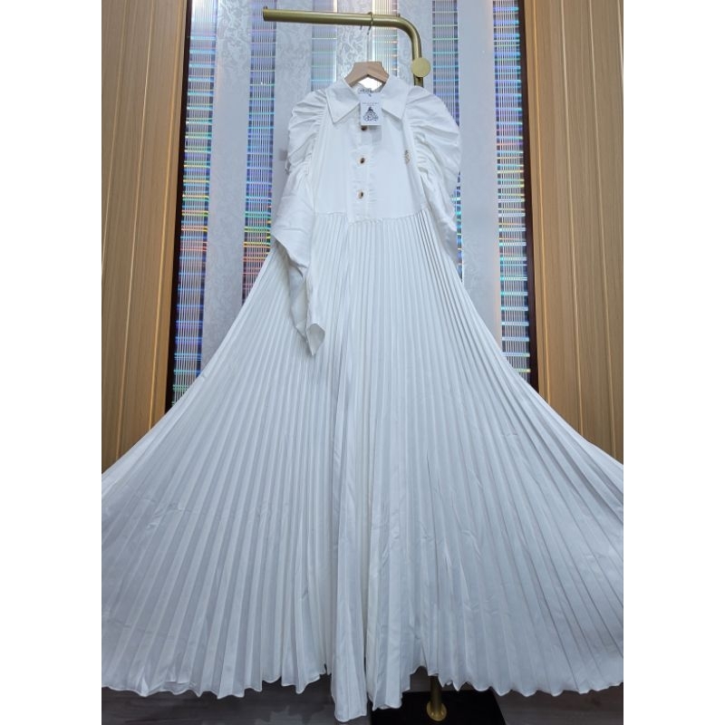 Gamis Plisket Elegant Brand Original Shella Saukia