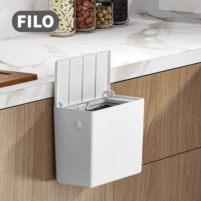 PREMIUM FILO Tempat Sampah 6 Liter Wadah Putih Tong Sampah Portable Tempel Dinding Rak Dapur Toilet