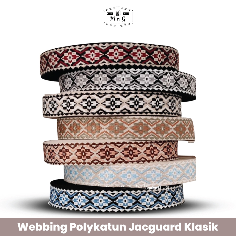Webbing 5 cm Polykatun Jacguard Clasic ketebalan 1.7mm