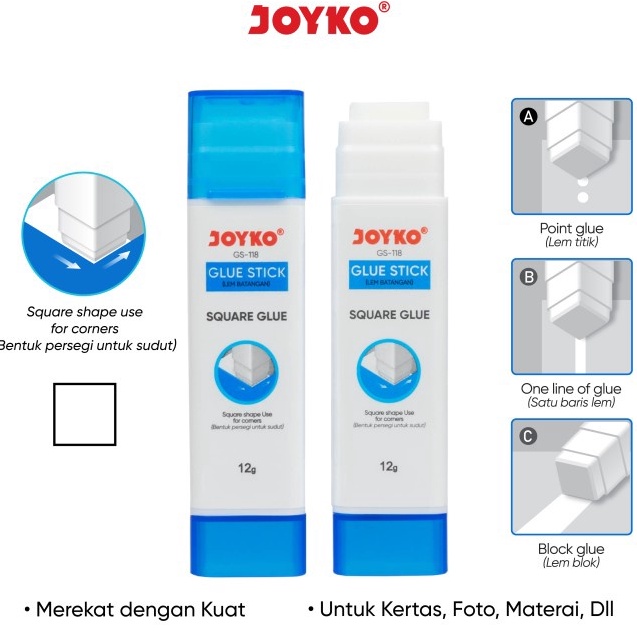 

Glue Stick Lem Batang Joyko GS11 12gr Square Glue