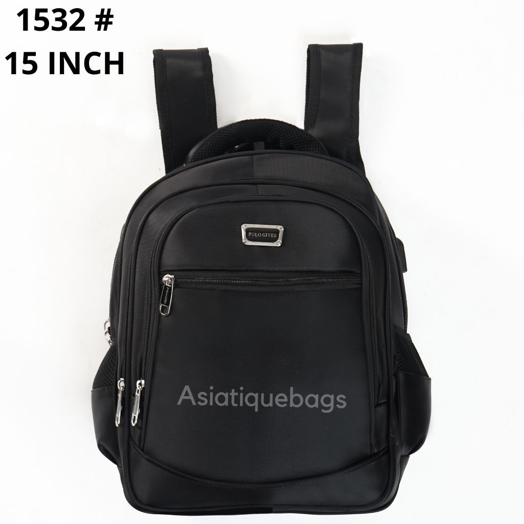 PREMIUM TAS RANSEL PRIA 15 INCH POLO GIVES- GRATIS RAINCOVER, KABEL USB, DAN KUNCI TAS