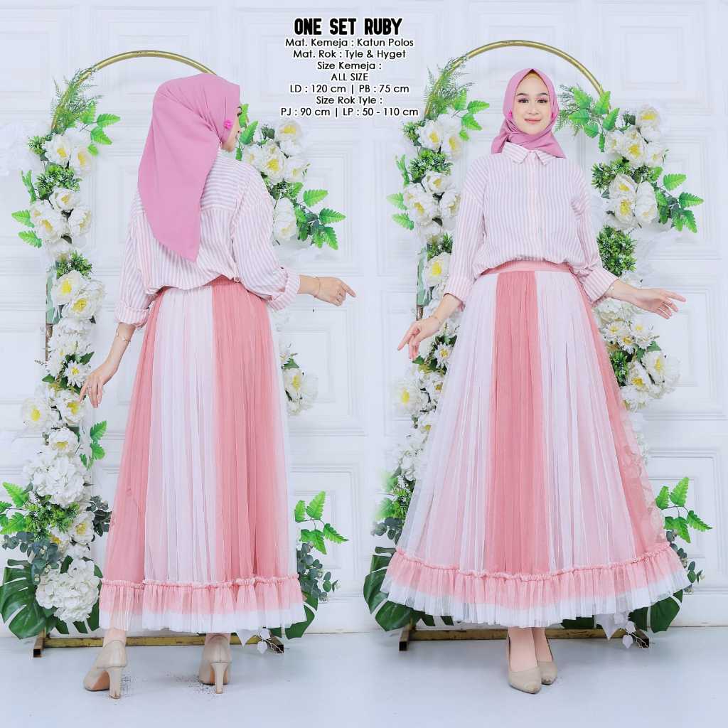 (ONE SET RUBBY) KAMEJA DAN ROK TUTU WANITA-- SETELAN WANITA REMAJA DEWASA