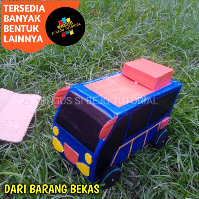 MOBIL MOBILAN BUS BUSWAY PRAKARYA DARI KARDUS SEBAGAI TUGAS SEKOLAH