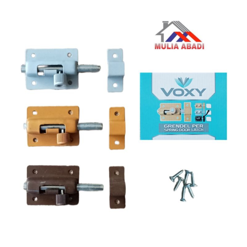 Grendel Per Voxy + Skrup / Grendel Per Besi Silver Kuning Coklat
