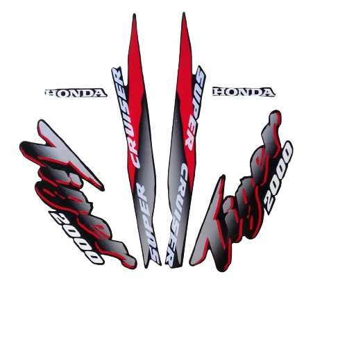 STIKER STRIPING BODY MOTOR HONDA TIGER 2000 FULL HITAM-SILVER