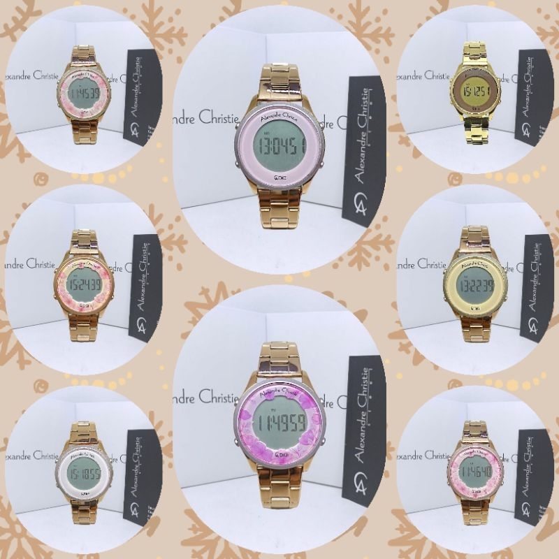 Jam Tangan Wanita Alexandre Christie Digital 9363 AC9363 AC 9363 Tali Besi / Stainless steel